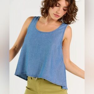 Porter Blue Wabi Sabi Crop Tank - Medium Wash | NWT